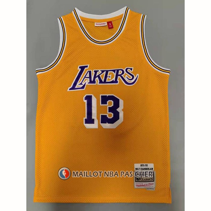 Maillot Los Angeles Lakers Wilt Chamberlain NO 13 Mitchell & Ness 1971-72 Jaune